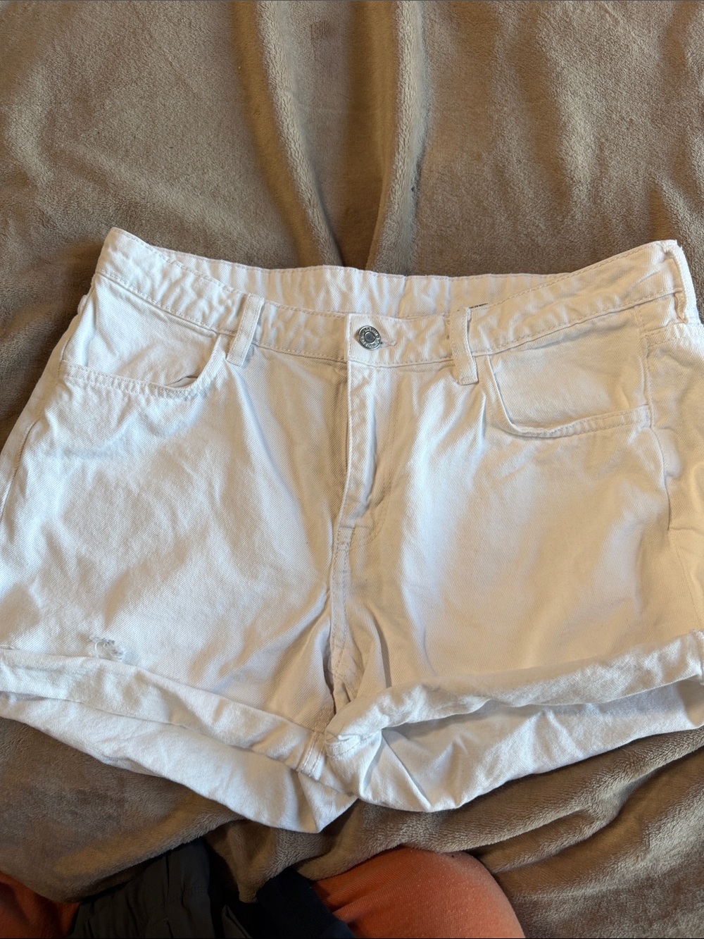 White Women's Cotton Shorts - Classic High-Rise Style